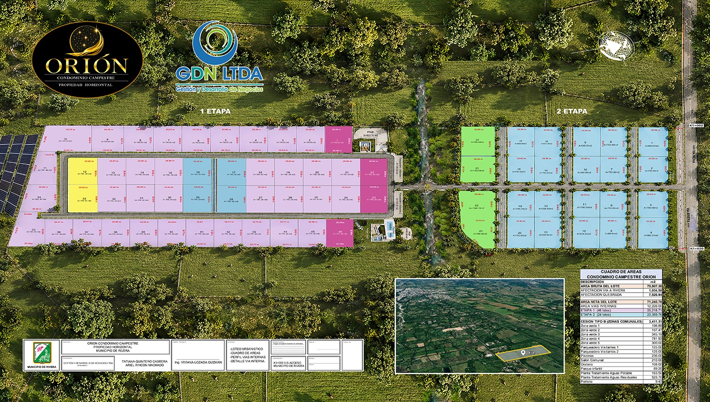 Master plan aéreo del condominio ORIÓN